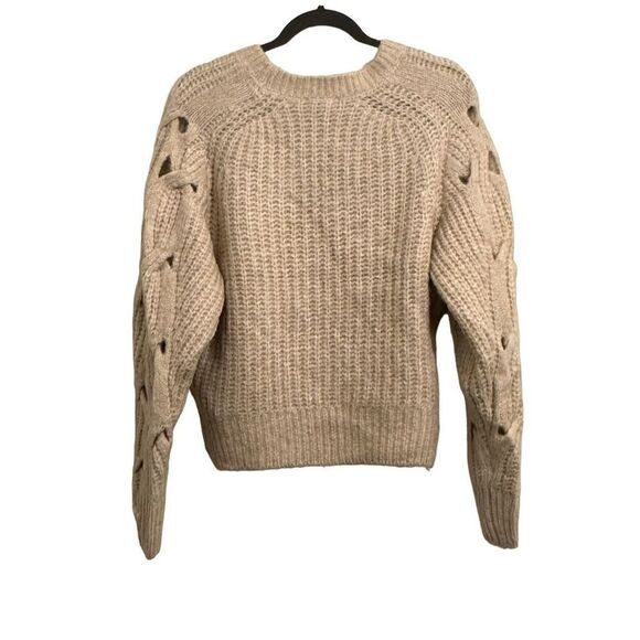 Express XSmall Open Cable Raglan Sleeve Sweater - beige - Picture 15 of 15